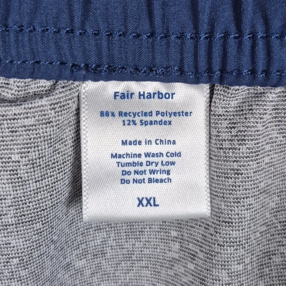 Fair Harbor Mens XXL Blue Geometric BreezeKnit Liner Swim Trunks Shorts